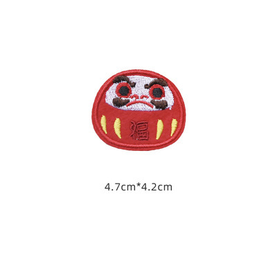 Fukua Japanese Kokeshi Cute Fabric Sticker Versatile Embroidery Sticker Yellow Hemp Shopping Bag Decorative Sticker Daruma Instagram Iron-on