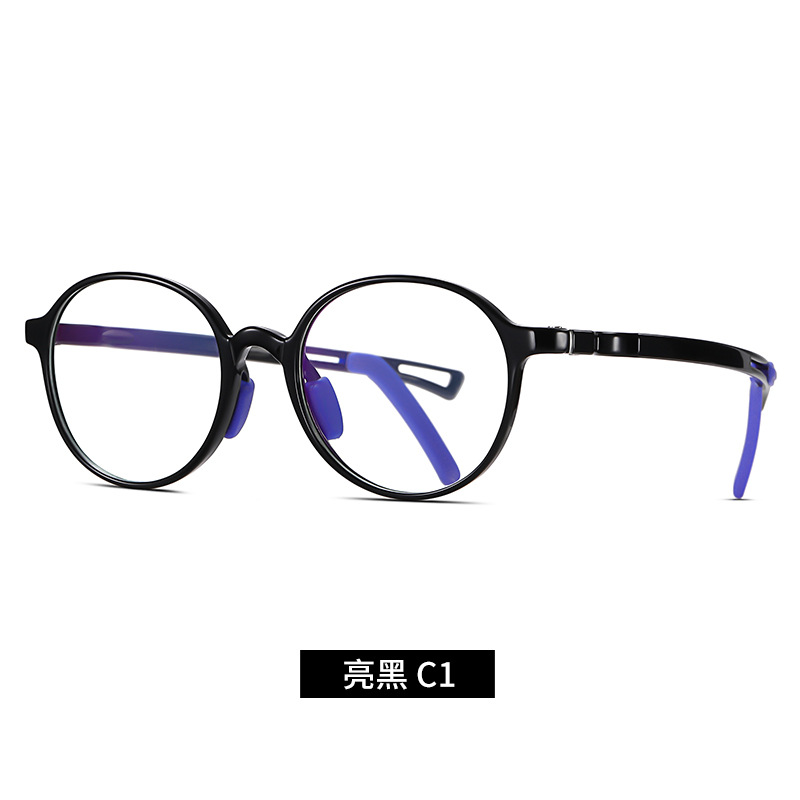 Nuevos niños anti-azul gafas de luz TR5115 niños y niñas de dos colores marco redondo gafas lisas con cubierta de pie antideslizante ajustable