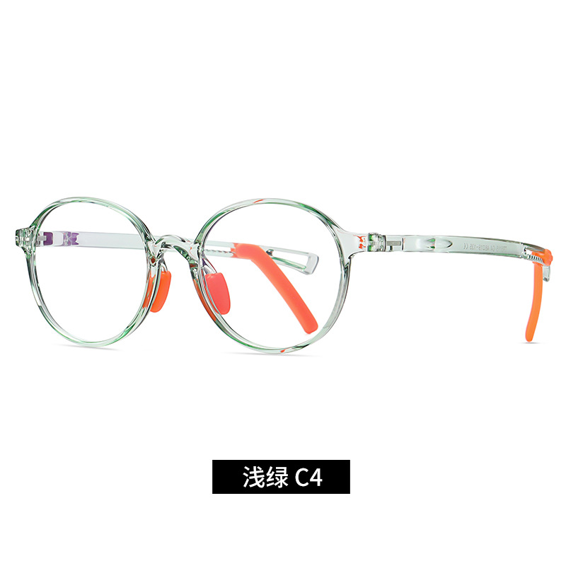 Nuevos niños anti-azul gafas de luz TR5115 niños y niñas de dos colores marco redondo gafas lisas con cubierta de pie antideslizante ajustable