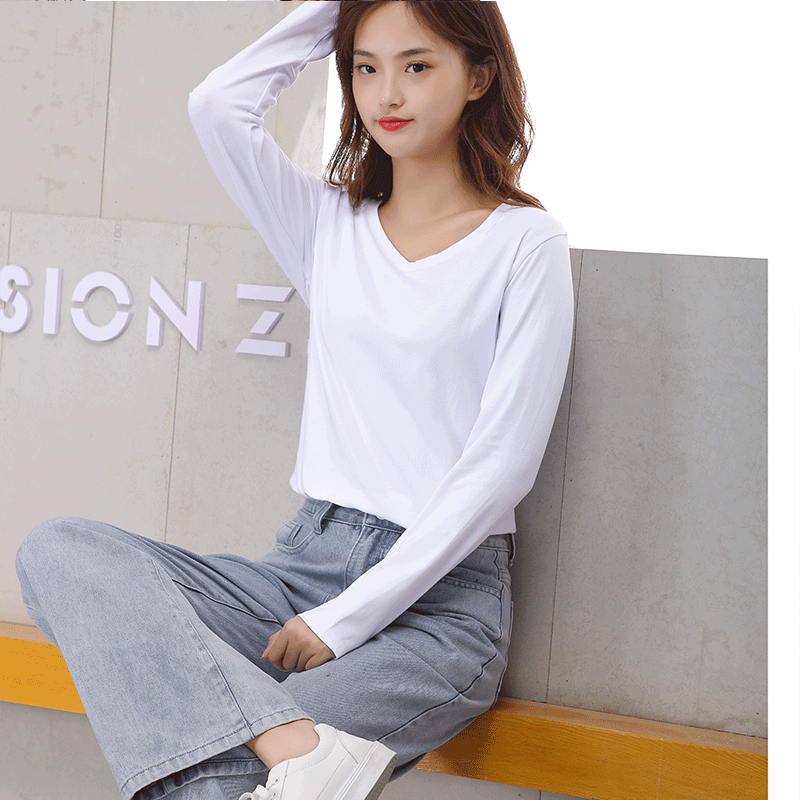 95 Cotton Midriff-Baring Long-Sleeved T-Shirt for Women Early Autumn 2025 New Loose Bottoming Shirt with Pure Color Top Inside