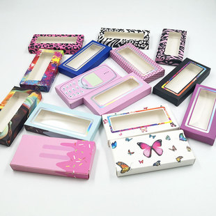 New rectangular color carton butterfly printing false eyelash packaging a pair of window eyelash box