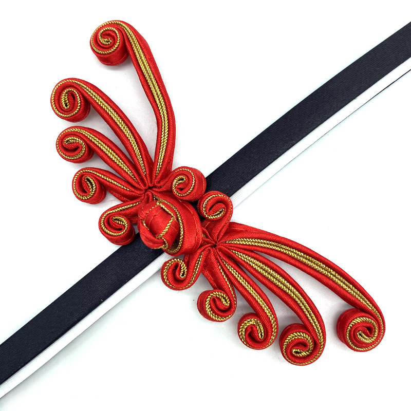 【批发】柏熙045E蝴蝶扣民主风旗袍唐装大衣手工铜丝定型包布纽扣