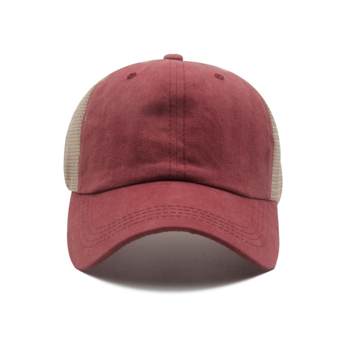 Baseball cap European and American breathable mesh hat for men and women summer Korean version washed and aged peaked cap sun protection visor