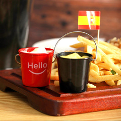 Mini Hello Bucket American Sauce Bowl Western Steak Sauce Plate Korean Tomato Sauce Cup with Handle 50ML