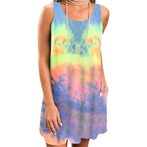 European and American-style Summer Dress | Floral Print, Sleeveless, Round Neck, Loose-Fit Design for Women