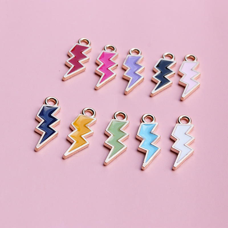 diy Korean jewelry accessories K gold oil drop alloy small pendant bracelet pendant accessories New Lightning