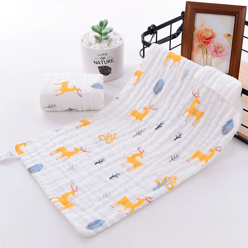 Children's Gauze Cotton Baby Towel & Cartoon Bib, Soft Face/Hand Wipe, Sizes 25×25–30×50 cm