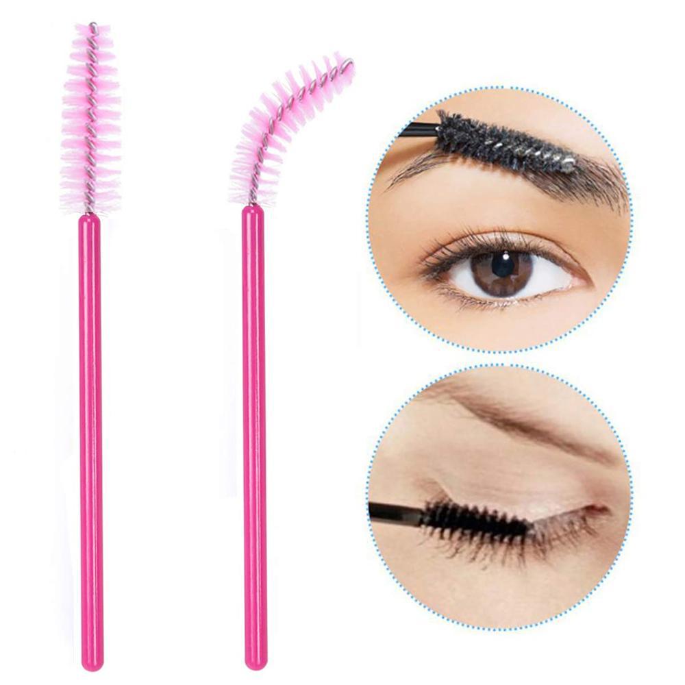 Cepillo de pestañas desechable a granel extensión de pestañas cepillo ojo palillo barra de oro, Rosa/rosa