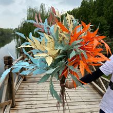 仿真艾叶 婚庆礼堂酒店橱窗商场家居软装饰插花造型t台路引道具