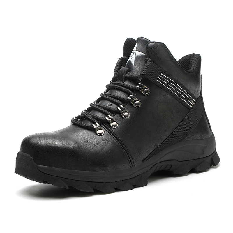 Zapatos de seguro laboral al por mayor transfronterizos, anti-aplastamiento, anti-pinchazo, alta resistencia al desgaste, de pie durante mucho tiempo, sin cansancio, flor ignífuga de microfibra, zapatos de trabajo anti-escaldado