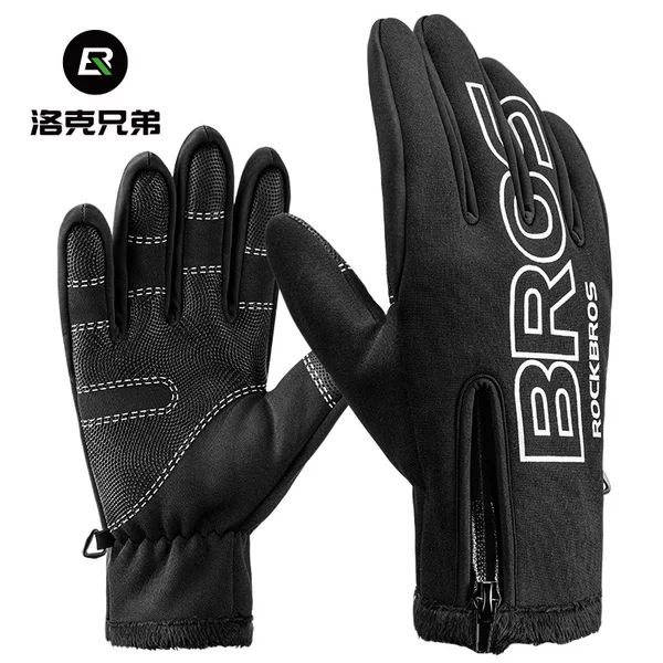 Locke Brothers Full Finger Warm Riding Gloves Autumn and Winter Bicycle Motorcycle Electric Vehicle Long Finger Touch Screen for Men and Women