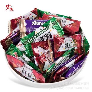 宏源奶糖 宏源夾心軟糖320g綠茶香芋紅豆味糖果經典懷舊年糖喜糖