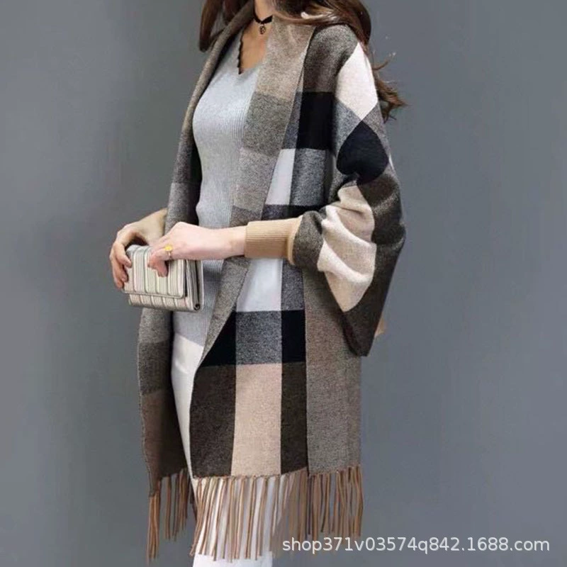 Демисезонный knitted шарф из искусственного меха, тёплая накидка, тренч
