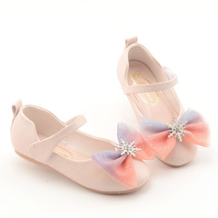 Spring and Autumn Children's Princess Shoes Silver White Performance Leather Shoes Little Girl Korean Version Crystal Shoes Medium and Large Children's Single Shoes 