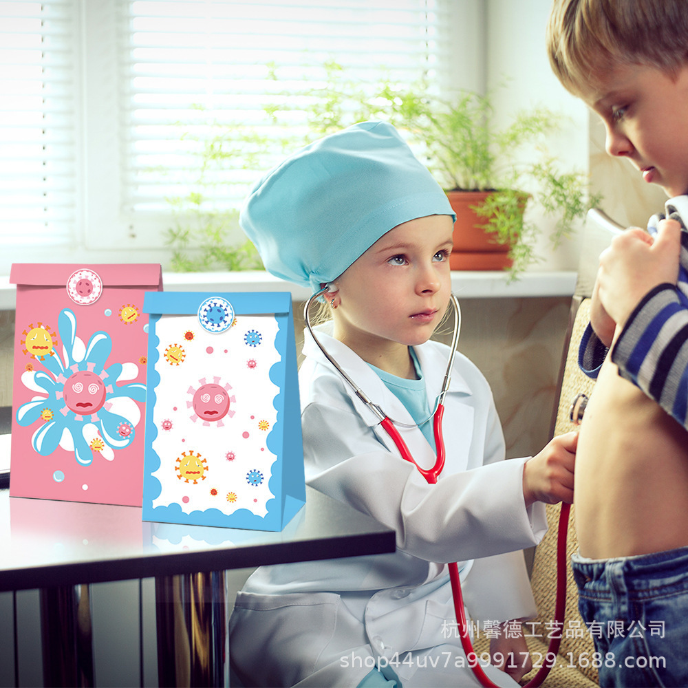 LB015 防疫主题病毒主题派对手提袋生日派对糖果袋礼品纸袋