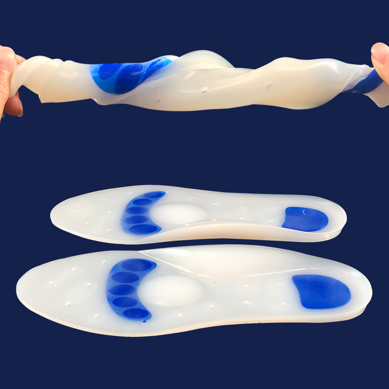 Milky Plantilla de silicona transpirable arco apoyo absorción de choque engrosada suave Palma completa soporte Corrección