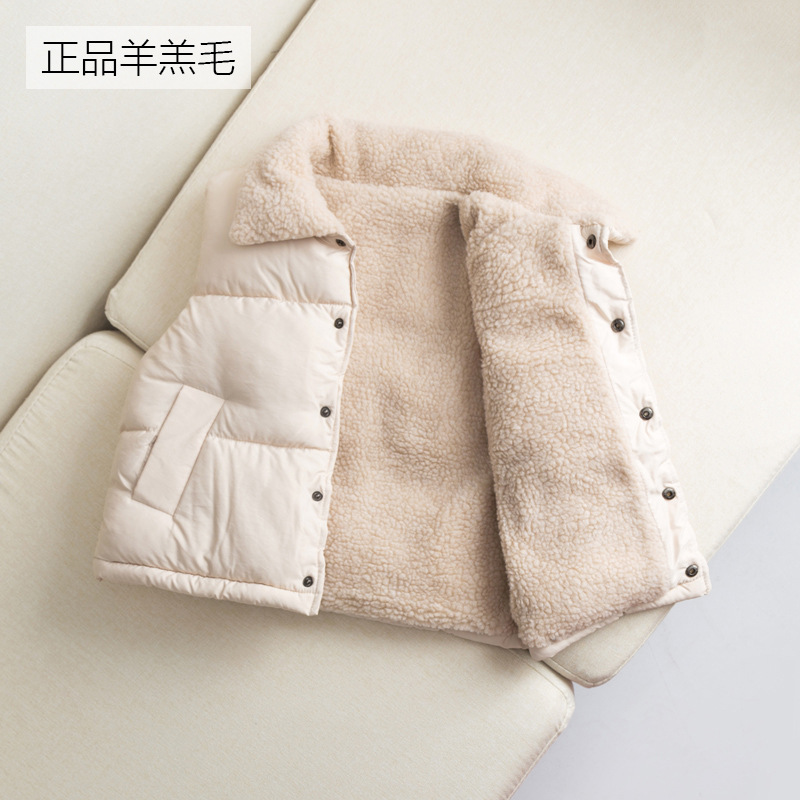 Cross-Border 2024 New Autumn and Winter Kidsren's Cotton Vest Baby Fleece-Lined Thickeneding Girls and Boys Outer Vest Lamb Velvet