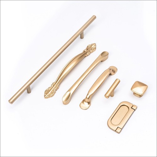 Okali simple golden light luxury cabinet drawer handle European style kitchen shoe cabinet handle wardrobe door handle