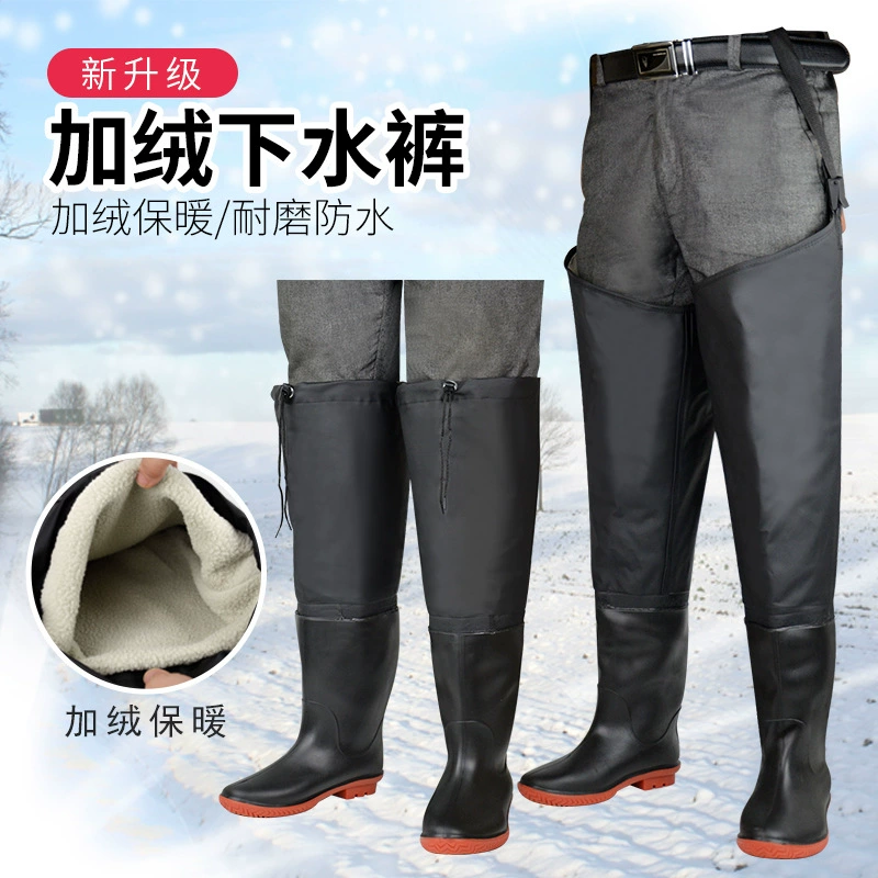 Новые хлопковые водные брюки износостойкие рыболовные штаны Водонепроницаемые теплые рыболовные брюки Водная обувь на флисовой подкладке