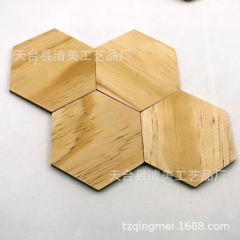 Tabletas de botón de madera en forma de borde hexagonal de madera maciza, piezas de madera decorativas hexagonales de madera, 25 piezas por paquete