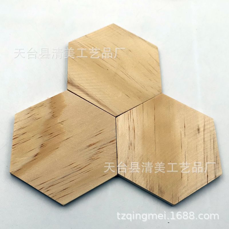 Tabletas de botón de madera en forma de borde hexagonal de madera maciza, piezas de madera decorativas hexagonales de madera, 25 piezas por paquete