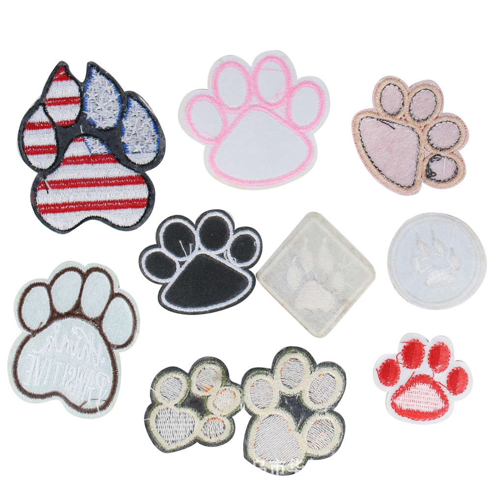 Huellas de la garra del perrito adhesivo bordado de tela pegatinas de dibujos animados ropa mochila accesorios DIY accesorios parche agujero