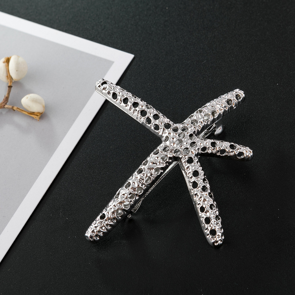 2020 New Alloy Hollow Starfish Hairpin European and American Retro Fashion Decorative Hairpin Fairy Full Diamond Side Clip Headwear