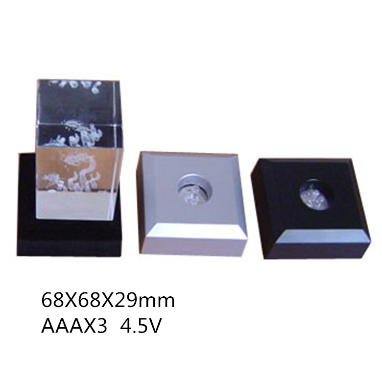 七彩闪灯底座 全彩方形电池盒底座 透明摆饰底座 水晶七彩灯底座|ms