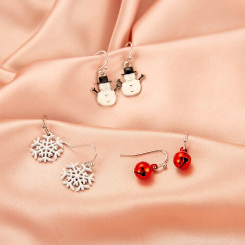 Christmas accessories, creative Christmas tree earrings, simple snowman bell earrings for women, cross-border festive accessories