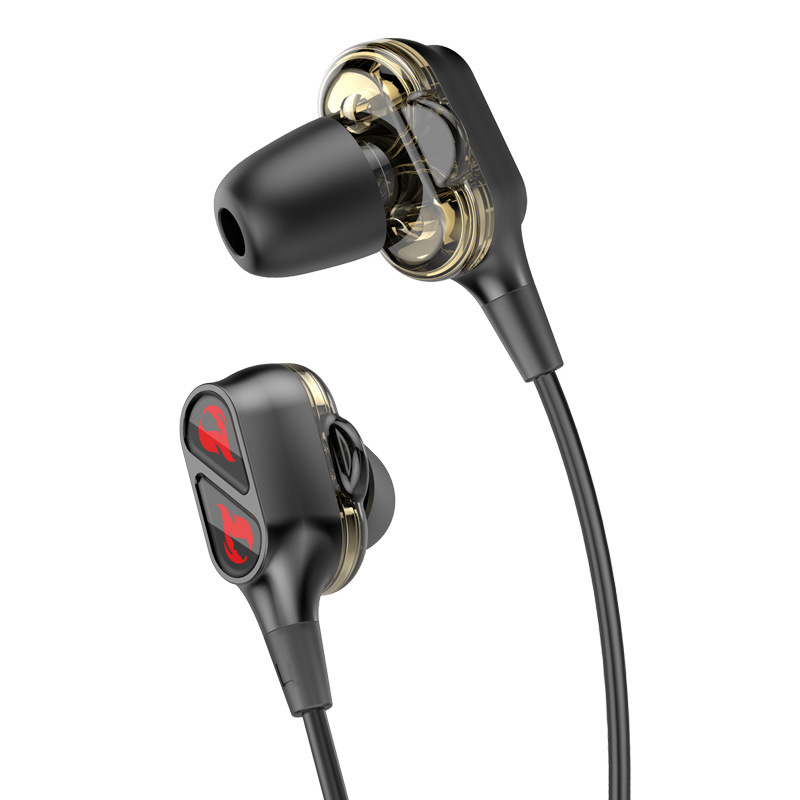 Transfronterizo de cuatro núcleos dual juego de auriculares dinámico quad-core dual dinámico con cable universal teléfono móvil auriculares con cable