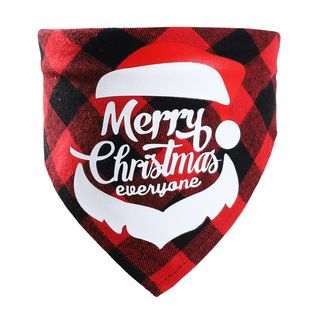 Christmas pet saliva towel dog Plaid triangle towel cat scarf holiday jewelry can be customized pattern