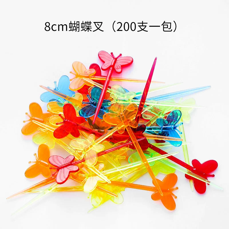Одноразовая фруктовая вилка, креативные декоративные цветы для коктейля
