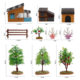 Simulation Creative Farm Micro Landscape diy Fruit Tree Animal Fence House Sand Table Model Assembly Ornament Toy