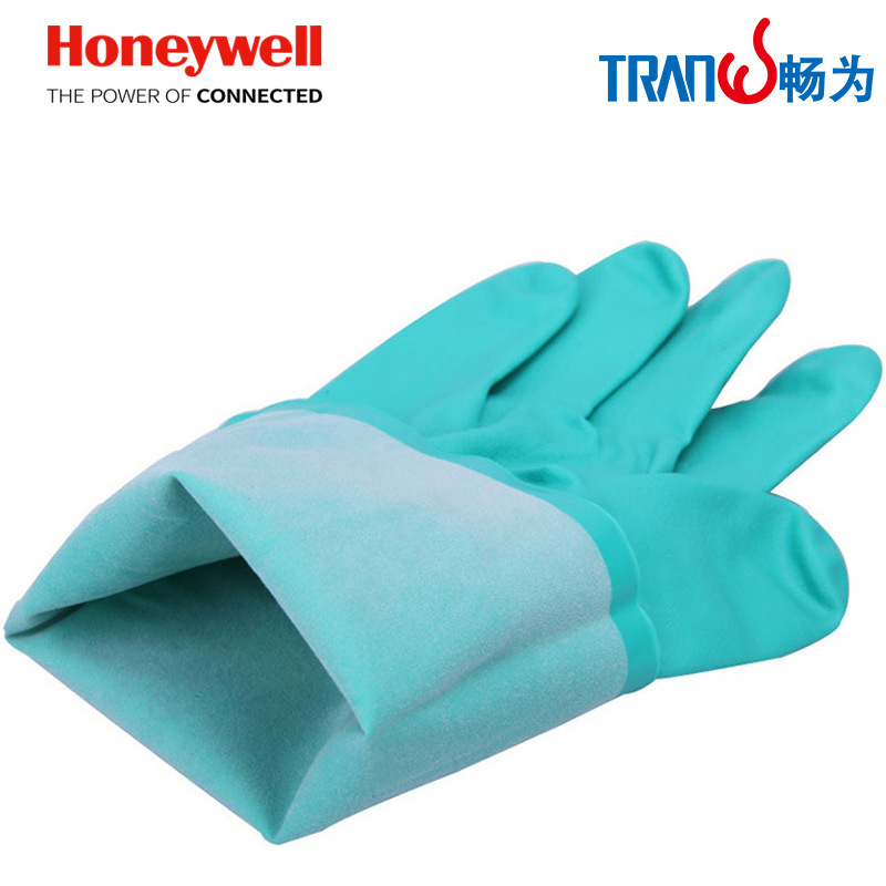 霍尼韦尔 LA132G丁腈防化手套 耐酸碱耐油污直筒手套植绒衬里33CM