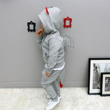 2025新款衣服春季套装恶魔立体翅膀儿童卡通运动卫衣卫裤两件套