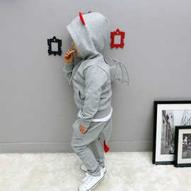 2025新款衣服春季套装恶魔立体翅膀儿童卡通运动卫衣卫裤两件套