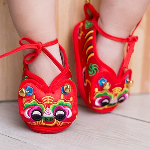 The Tiger Head Shoes Single Shoes Baby, тысяча -слойные днитные туфли, детская ткань для головы Tiger