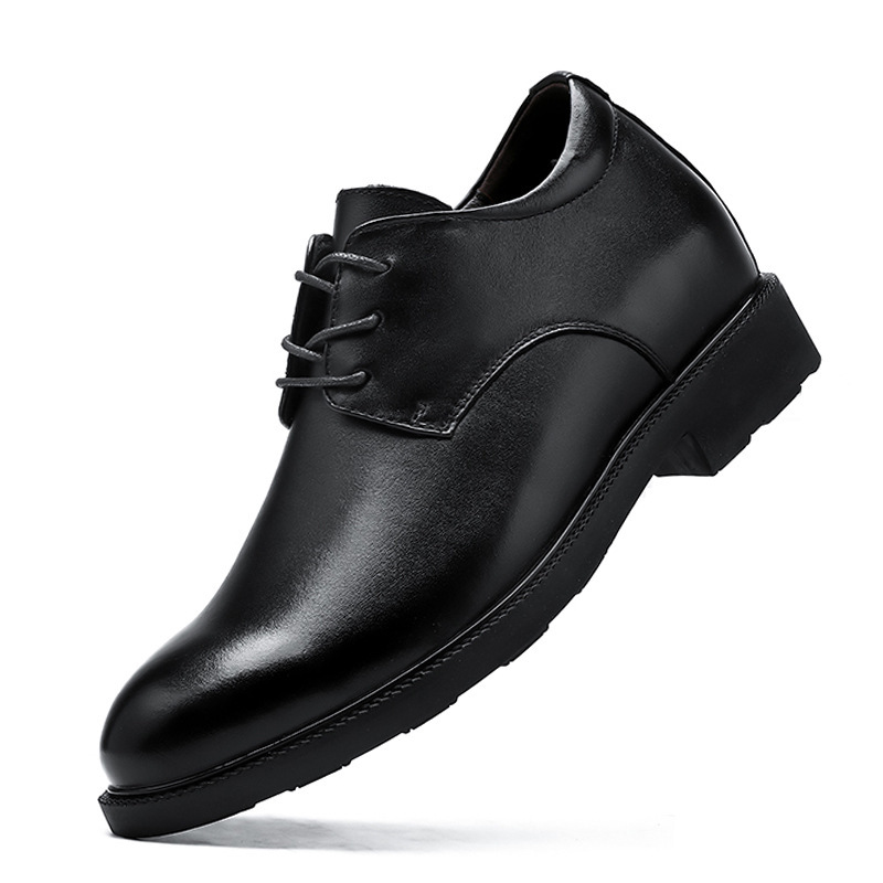 Autumn New Men's Cowhide Business Formal Leather Shoes with Invisible Inner Heightening Trendyy Wedding Groom's Shoes Size 36-47