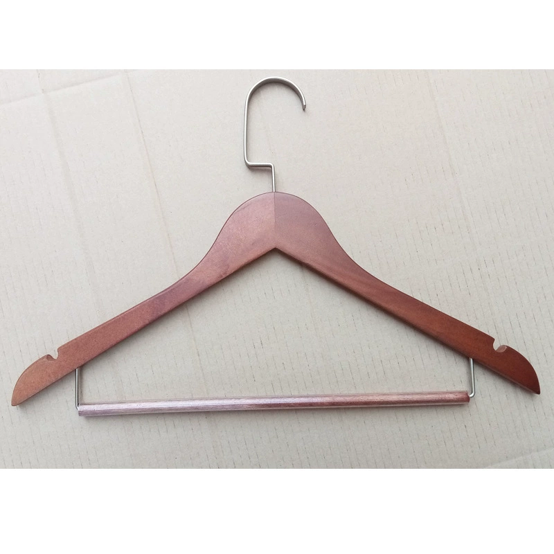 Wood Hanger (Guilin Ruisen) 42 cm — Natural Wood, With or Without Trouser Bar