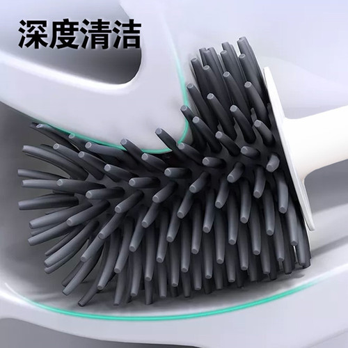 Simple and Efficient No-Draft Toilet Brush with Long Handle, Soft Bristles, Wall Mount Design for Home Bathroom Cleaning Set