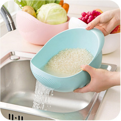 Korean version of creative home colorful thickened kitchen rice washing machine rice washing sieve rice washing basin plastic draining vegetable washing basket