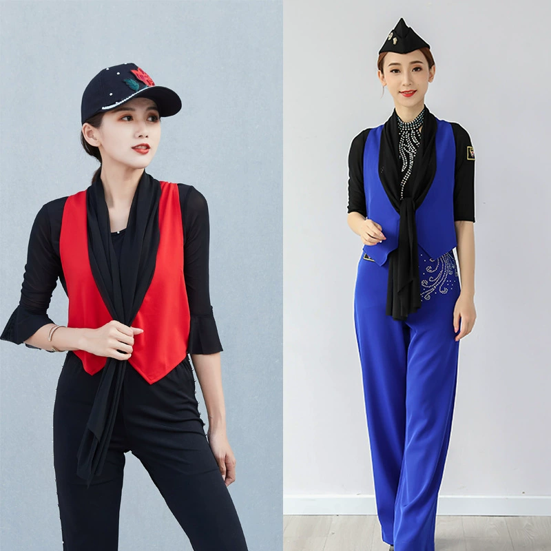 Костюм для танцев моряков Женский Ян № Джиттерба Новый красный жилет Квадратный Танцевальный жилет для латиноамериканских танцев Танцевальный жилет