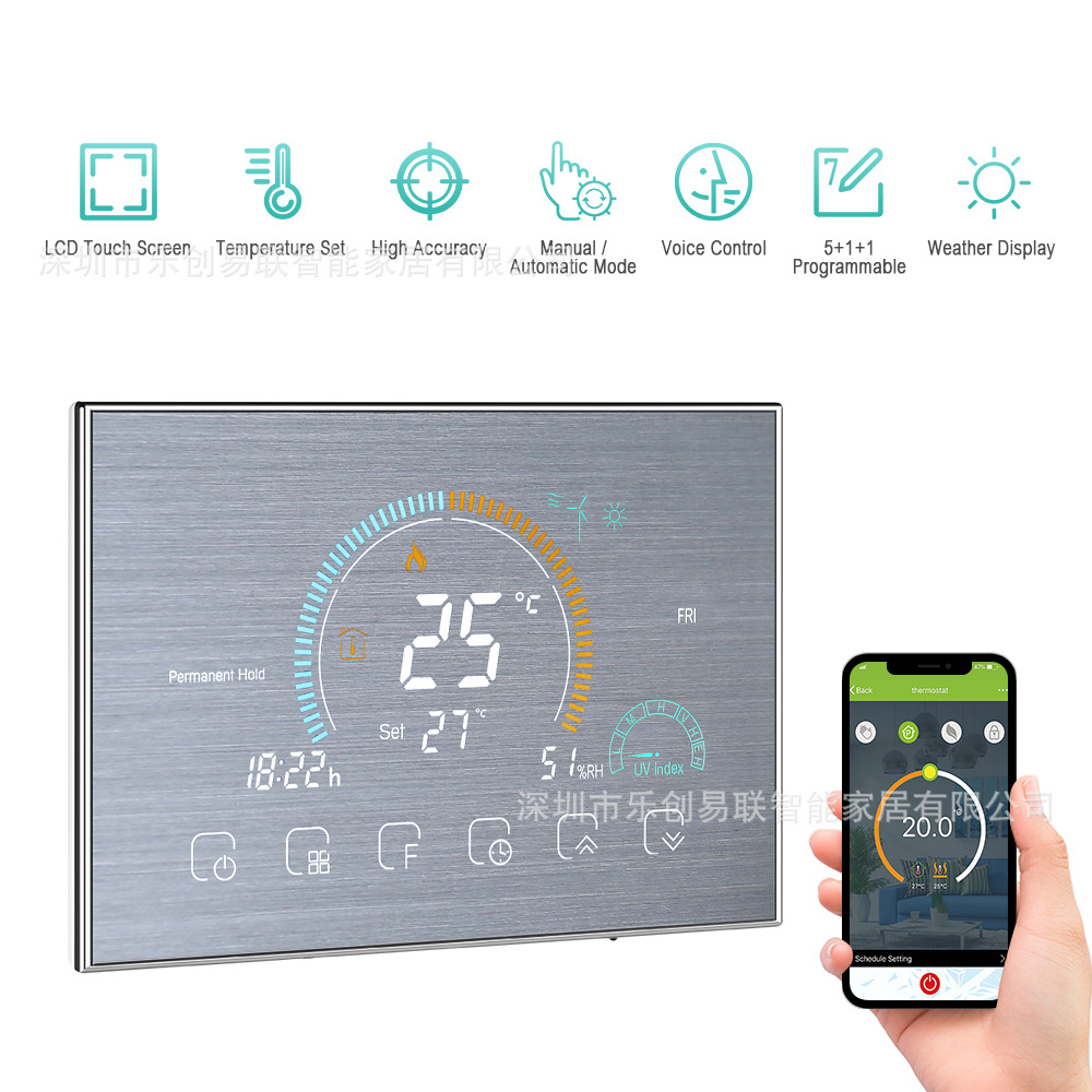 BHT-8000GB/LW termostato inteligente interruptor teléfono móvil App voz WiFi pantalla táctil LCD calefacción eléctrica