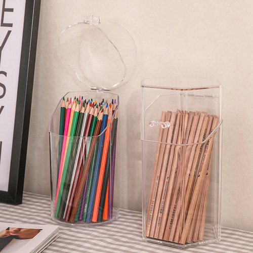 Lid Table Dustproof Pen Holder Student Stationery Storage Box Multi-functional Office Makeup Brush Holder Box Rack 