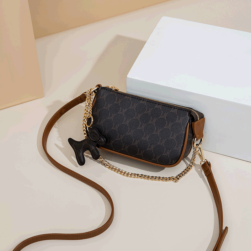 This Year's Popular Women's Bag Crossbody Bag Niche Underarm Bag Women's MK Chain Mahjong Bag Old Flower Fashionable Shoulder Small Square Bag