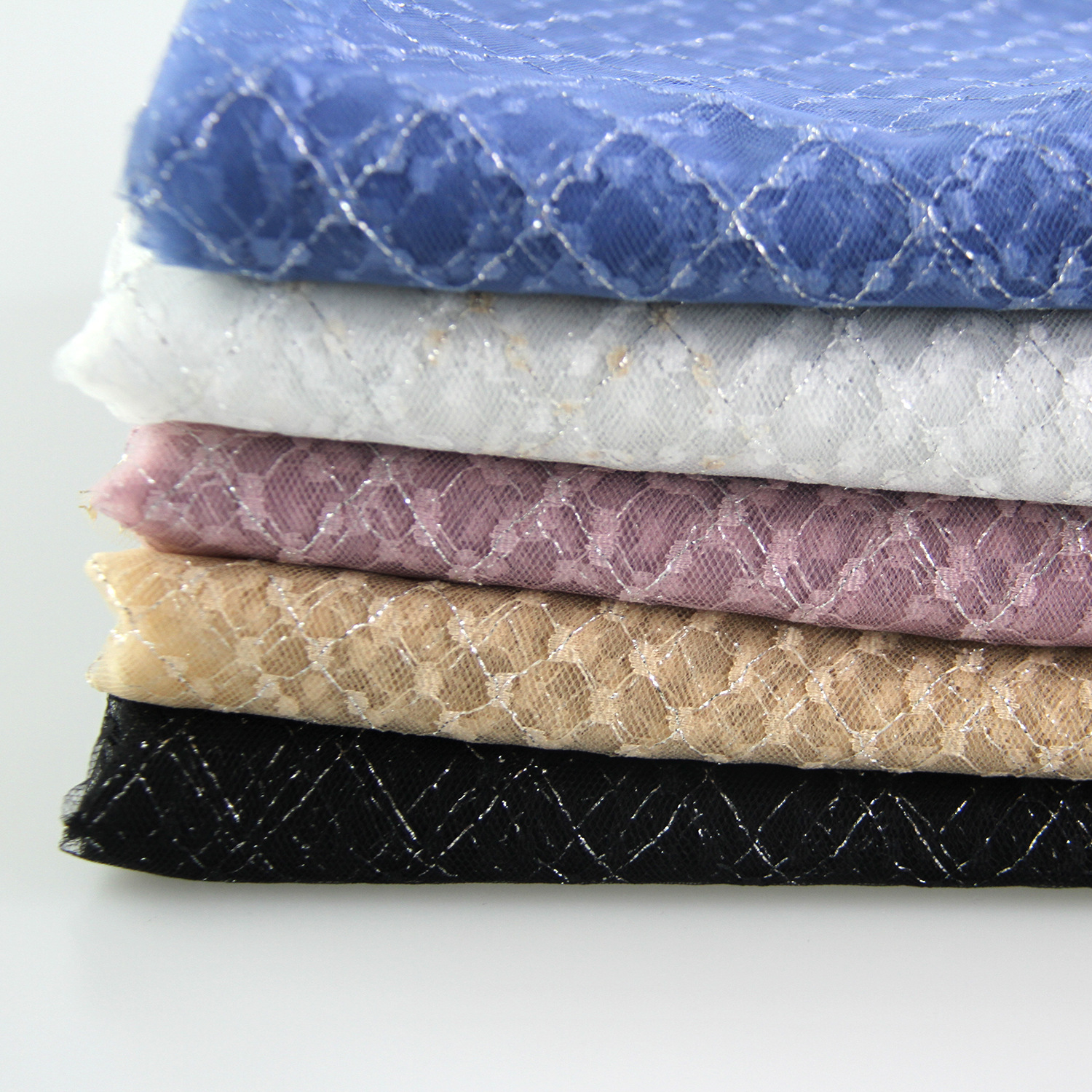 锦纶柔软网眼网纱面料 银丝菱形格网布布料 裙子婚纱礼服面料