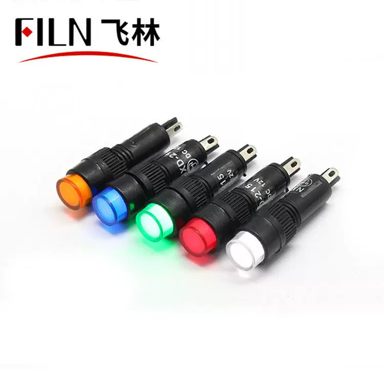 FILN8mm塑料带线指示灯 螺纹式LED 设备信号灯12v24v36v