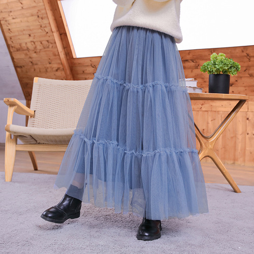 New fashion children's mesh patchwork ruffled clothing skirt set, ins-style fairy dress, drop shipping