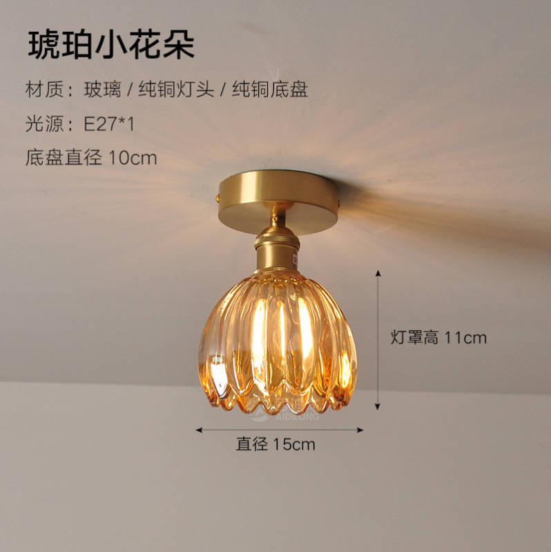 陽の電気スタンドの廊下の明かりの通路の明かりの北欧の現代の簡単な玄関の明かりの小さい部屋の寝室の純粋な黄銅の天井の明かり|undefined