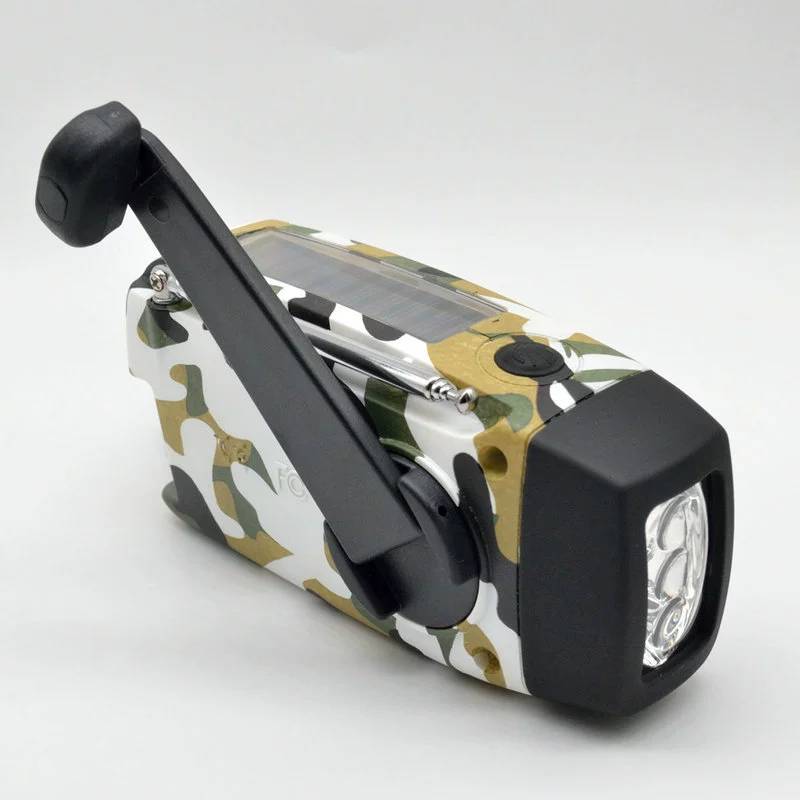 Трансграничная Европа и Соединенные Штаты горячие продажи солнечного перезаряжаемого радио с ручным приводом на открытом воздухе Камуфляжный фонарик для кемпинга на заказ